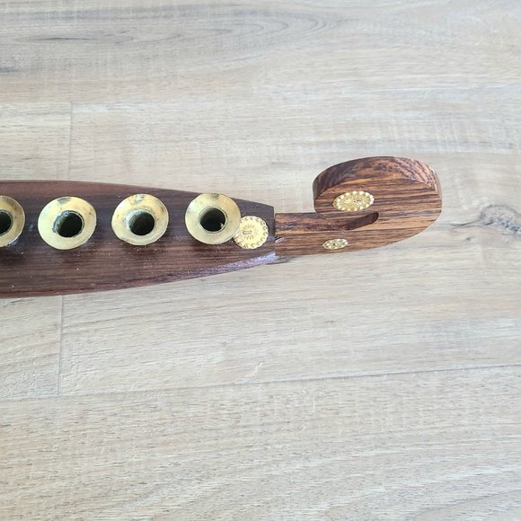 Vintage wooden and brass gondola boat Viking ship shape candleholder. - Picture 6 of 10